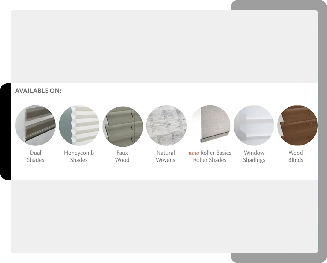 A picture of different types of blinds and shades.