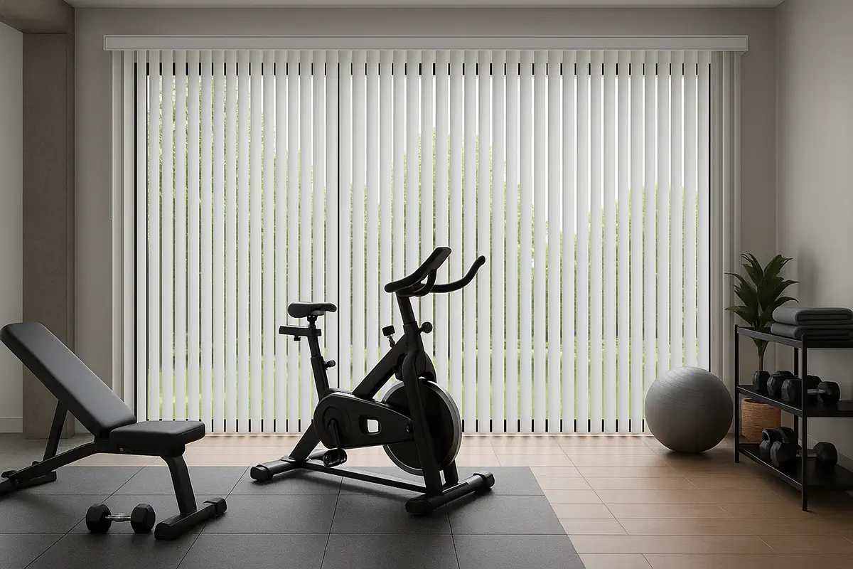 vertical blinds in home gym vertical blinds in home gym