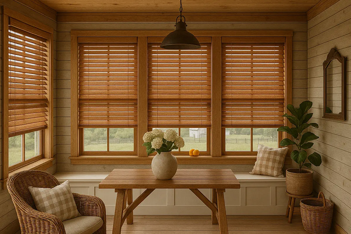 wooden blinds sunroom